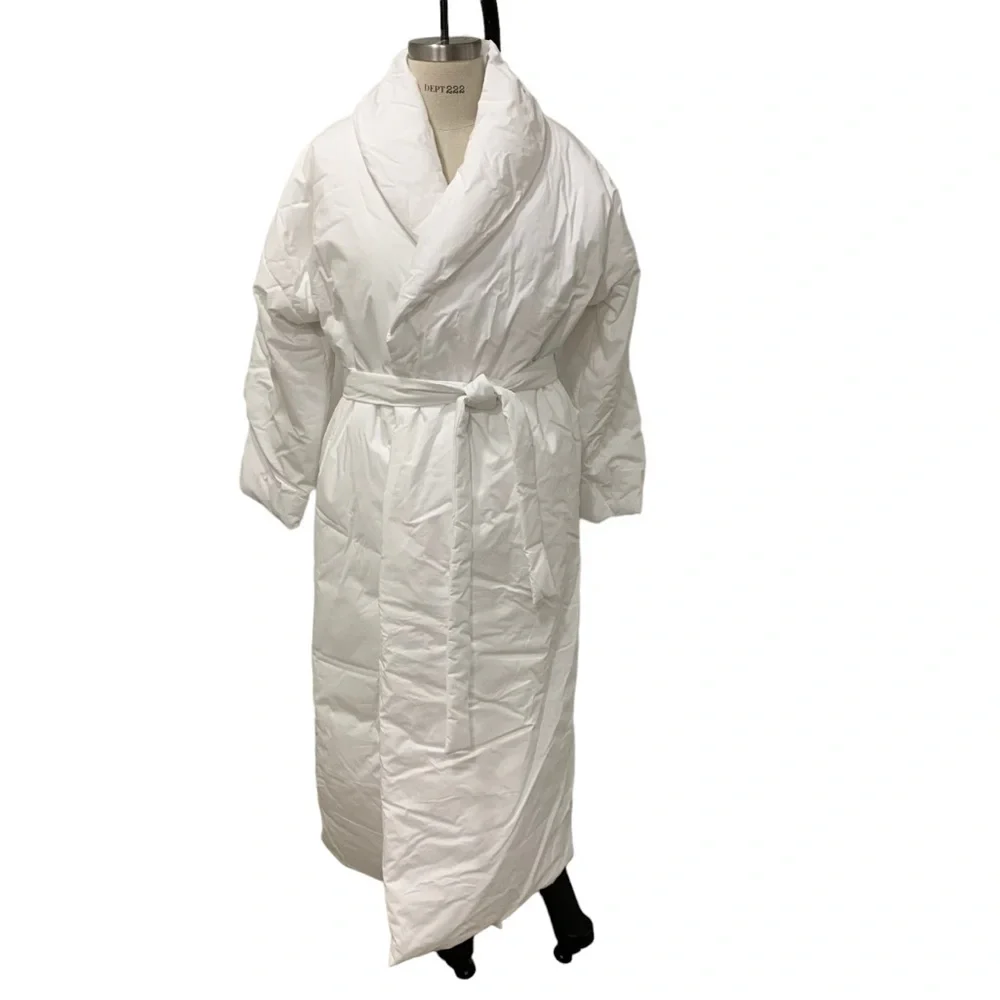 Skims Cotton Duvet Robe in Marble White by Kim Kardashian Women’s Size Large